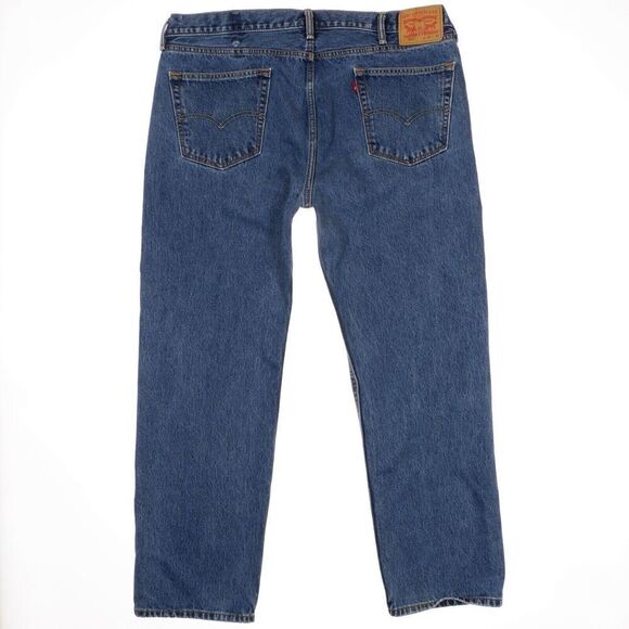 Levis 505 Classic Straight Leg Jeans Mens Size 42x32 Actual 42x30.5 Blue Cotton - Picture 3 of 11